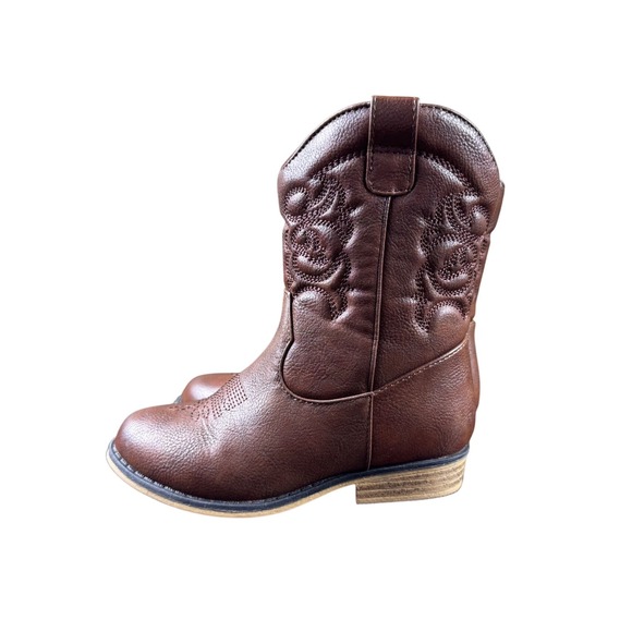 Cat & Jack Brown Cowgirl Boots Size 10 Western Style Zipper Closure - Picture 1 of 5